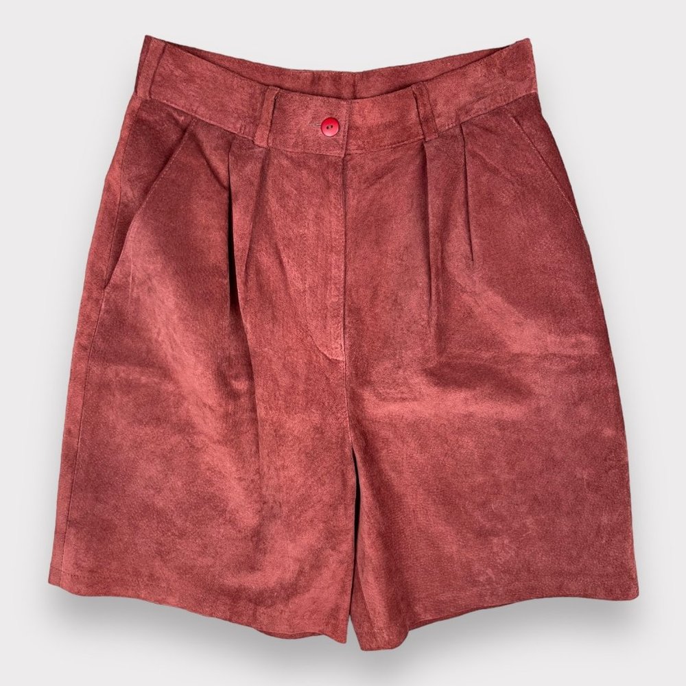Pia Rucci Vintage Red High Rise Genuine Leather Tailored Shorts Women's Size 8